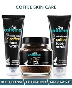 mCaffeine Complete Coffee Skin Care Combo Face wash(100ml),Body scrub(100gm),face scrub(100gm)| Exfoliation, Tan Removal, Deep Cleanse | Oily/Normal Skin | Paraben & SLS Free