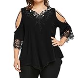 MORCHAN Grande Taille Femmes Dentelle épaule T-Shirt à Manches Courtes Blouse Casual Top