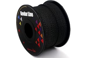 emma kites 100% Black Braided Kevlar Cord 50Lb ~ 1050Lb High Strength Flame Resistant for Fishing Backpacking Survival Model Rocket Wind Chime Outdoor Utility Cord