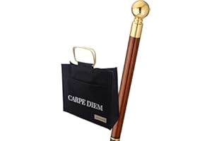 STOCKSHOP Trinkstock mit Jutetasche, Reisestock Milano, Knaufgriff Messing, Stock Hartholz braun, Wanderstock, teilbar, Geheimfach, Damen, Herren