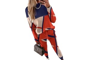 Soulolo Damen Jogginganzug 2 Stück Trainingsanzug Set Sportanzug Set Damen Freizeitanzug Frauen Set Colorblock Sweatshirt + Jogginghose