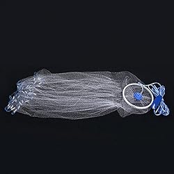 Red de Pesca - Red de Malla de Nylon Lanzamiento a Mano con Cuerda 2m y Anillos Pesados