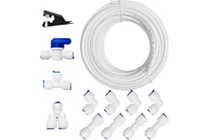 PAROAD 10 Meter Wasserzulaufleitung Universal Anschluss-Set für 1/4 (6,35mm) Zoll OD RO Wasserfilter kühlschrank mit Schlauchcutter, I + L+T+Y Form Schnellsteckverbinder, Inline Absperrventil