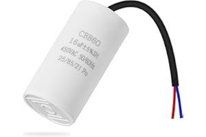 CBB60 450V 16uf 50/60HZ Anlaufkondensator, Motorbetriebskondensator, Motorkondensator, ANGEEK Entstörkondensator, Motorstartkondensator, Mikrofaradkondensator mit Draht