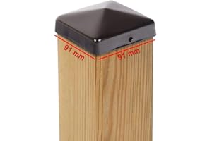 VIVAGARDEA 5x PFOSTENKAPPE PYRAMIDE STAHL SCHWARZ PULVERBESCHICHTET 91 x 91 MM