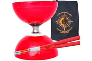 Juggle Dream Red Cyclone Quartz II Triple Bearing Diabolo with Coloured Superglass Sticks and Carry Bag - Pro Clutch Diablo Set