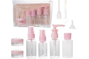 Sbomi Bottigliette da Viaggio Set per Aereo - contenitori da viaggio per liquidi - Kit da bottiglie da viaggio - flaconi viaggio ricaricabili per lozione shampoo balsamo gel doccia (11 pezzi-rosa)