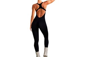 Navneet Combinaison de sport pour femme - Combinaison de yoga - Rembourrée - Sans manches - Dos nu - Onepiece