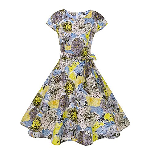 Preisvergleich Produktbild Damen Kleider SUNNSEAN Frauen Retro Abendkleider Ärmellos Elegant Cocktailkleid Beiläufig Bodycon Kurzarm Casual Abend Party Prom Swing Kleid