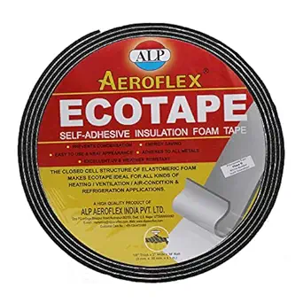 Alp Nitrile Foam Self Adhesive Insulation Foam Tape, ECOTAPE, Class O (Width 2 inch X Thick 3 mm X Length 9.1 mtr) -Pack of 1, Black