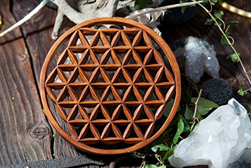 Wand Deko ~ ALYAH ~ Blume des Lebens – 20 cm – Handgearbeitet – aus Holz (ws260-2) - 5