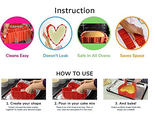 wollful Magic Backen Schlangen, DIY Silikon-Backform Backblech Form sowie Schnell Tools 4/lot-more schwer und standfest - 7