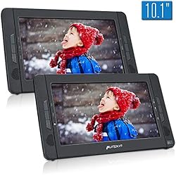Pumpkin Reproductor DVD Coche 2 Pantallas - 10.1" DVD Potátil para Reposacabezas de Coche, Soporta SD/USB/CD/DVD Región Libre, 4 Horas Batería Recargable con Mando a Distancia