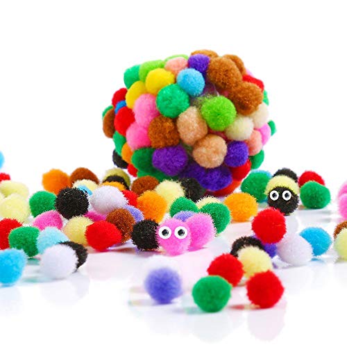 Pompones, pompones de colores surtidos de 1000 piezas de 0.4 pulgadas para suministros de hobby y decoraciones de manualidades creativas de bricolaje