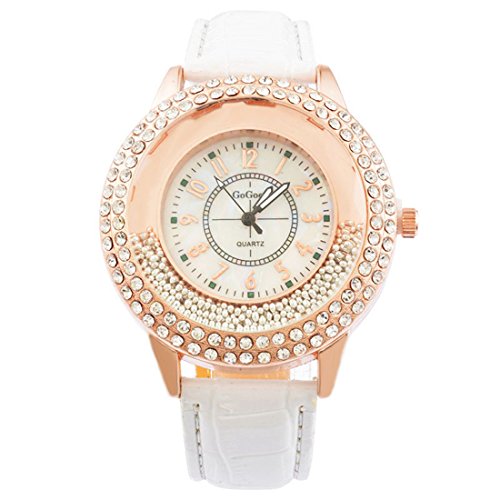 MJartoria Damen Armbanduhr Quarz Uhr Modeschmuck PU Lederarmband Mode Design mit Strass Weiß MJartoria Damen Armbanduhr Quarz Uhr Modeschmuck PU Lederarmband Mode Design mit Strass Weiß