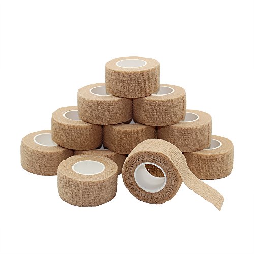 Fuluning, 6-pack, 2,5 cm x 4,6 m, garza elastica, self-adherent finger tape, Strong sport nastro per dita slogature e gonfiore, benda autoadesiva rotoli, colore della pelle