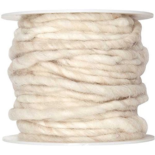 10m Wollschnur mit Juteseele Wollband Wolle Dekowolle Filzkordel D ca. 5mm, Farbe:creme