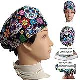 Surgical caps Mexican skulls short hair, surgeon, dentist, veterinarian, nurse, cook. Front absorber Adjustable tensioner
