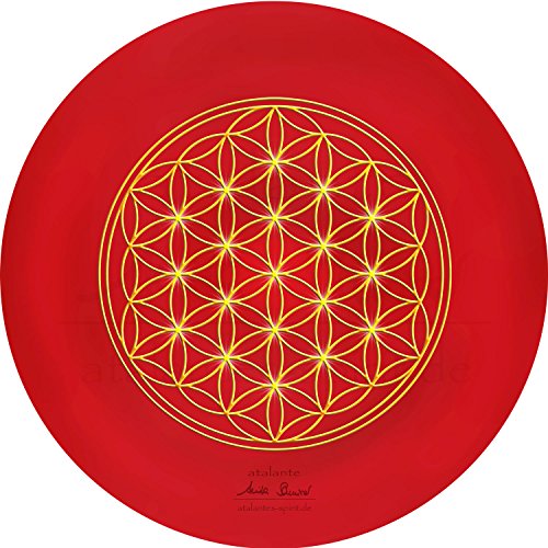 atalantes spirit | Blume des Lebens-Mauspad | Energie-Untersetzer, rund - Ø 19 cm | rot - Wurzelchakra | MousePad-Unterseite: Moosgummi, schwarz