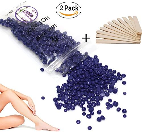 FACPOET 2x100g Hair Removal Wax Beans, No Strip Hard Wax Beans Pellet Hot Film Pearl Wax for Body, Underarm, Bikini (Purple)