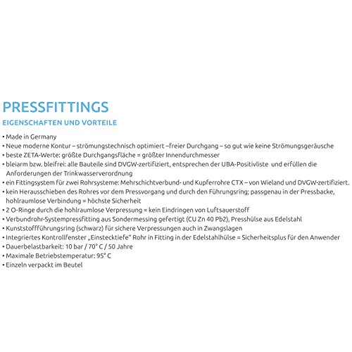 Pipetec Pressfitting Winkel 20×2 mm 90 Grad TH Kontur Verbundrohr, DVGW, TH-Profil - 4
