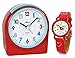 Produktbild Kinderwecker Mädchen ohne Ticken Rot mit Armbanduhr - 1987-1 KAU