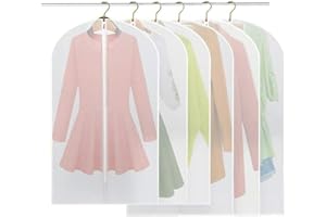 BREEZO Clothes Covers, 6PCS PEVA Dustproof Garment Covers Damp-proof Garment Bag, Full Zipper Suit Bag , Washable Waterproof Transparent Dress Cover (3pcs 60*100cm +3pcs 60*120cm)