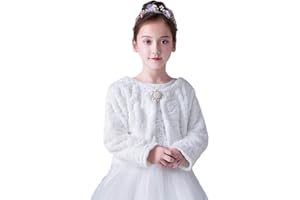Cozomiz Mädchen Prinzessin Brautjack Lange Ärmel Kunstpelz Bolero Jacke Blumen Mädchen Bolero Achselzucken Zubehör Prinzessin Kap Party Hochzeit Ankleiden