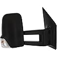 XYZ Parts Manual Long Arm Wing Door Mirror With Indicator Light Black Cover Compatible with Mercedes Benz Sprinter Chassis Cab 2006-2019 Drivers Side Right Hand Replacement