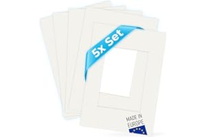 ‎PHOTOLINI PHOTOLINI Passepartout 30x40 aussen für 20x30 innen, 5X säurefrei 1,5 mm Passepartout Karton Creme-Weiß, alterungsbeständige Schrägschnitt - Passepartouts, Präsentation & Schutz von Bildern und Fotos