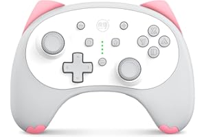 IINE Cat Controller for Nintendo Switch Cute Wireless Pro Controller,Kawaii Game Accessories,White