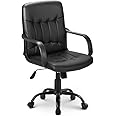 ModernLuxe High Back Mesh Ergonomic Office Chair - Adjustable Height Swivel Executive Chair (Black Faux Leather)