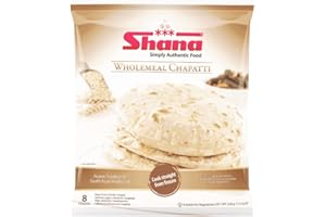 VEENAS Shana Wholemeal Chappathi | 8Pcs | Wholemeal Chapatti | Flatbread | Ready to Eat | Fresh Chappati | Frozen Food | Indian Origin | 320g