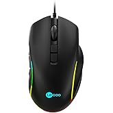Lecoo MS140 Wired 6400DPI 10 Macro Keys RGB LED Illuminated Gaming Optical Mouse Black
