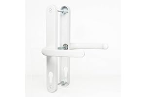 GENERIC 70mm PZ UPVC Door Handles Set Suits Cego Locks - White - Lever/Lever - 70mm PZ (Centres) - 215mm Screw to Screw - Backplate 245mm X 32mm - UPVC Door Handle - White Replacement PVC Door Handle