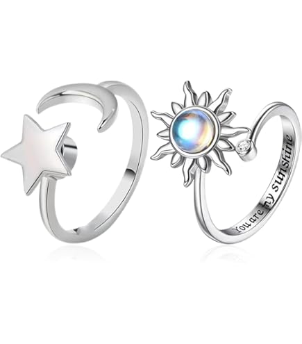 Bague Anti Stress Femme Argent, Fidget Bague Anxiété Rotative