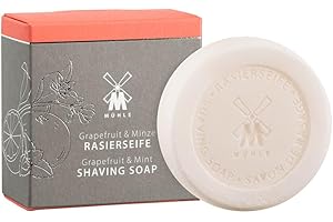 ‎MÜHLE MÜHLE Rasierseife - hochwertige Rasurseife mit Grapefruit & Minze für alle Hauttypen - fruchtig & belebend - 65 g