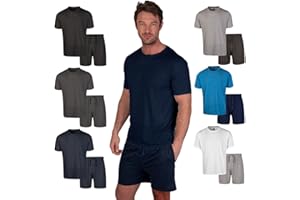 Light & Shade LSSET032 Men's Crew Neck T-shirt and Short Pyjama Set, Navy, M
