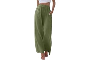 Donasty Leinenhose Damen Sommerhose Damen Leicht Leinenhose Damen Lang Sommer Chino Damen Hose Strandhose Sommer Casual Baumwolle Leinen Stoffhose Business Hose Einfarbig Freizeithose mit Taschen