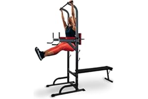 Mobiclinic® Fitness, Estación de musculación, 9 en 1, Plegable, Domifit, Ajustable 7 Alturas, Barra dominadas, Banco reclinable, Soporte para Barras, Multifunción, Antideslizante, Acolchada