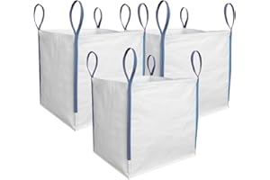 TGL PACKAGING 2 Pieces 85x85x85cm 1 Tonne Builders Bulk Bag – Heavy Duty FIBC Sack with 4 Lifting Handles, UV Protected Recyclable Woven Polypropylene Bag for Garden Waste, Rubble, Sand, Aggregates