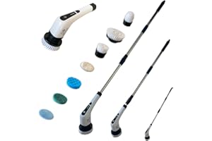 Brosse de Nettoyage Électrique [Go-Brico] Puissante Rotative Maison Salle de bain Cuisine Carrelage Sol Voiture Jantes Tapis Moto Bateau - Têtes Interchangeables Vitesse Réglable Batterie Rechargeable