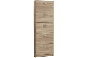 13Casa - Vienna B7 - Scarpiera. Dim: 58,5x17x168,5 h cm. Col: Marrone. Mat: Nobilitato.