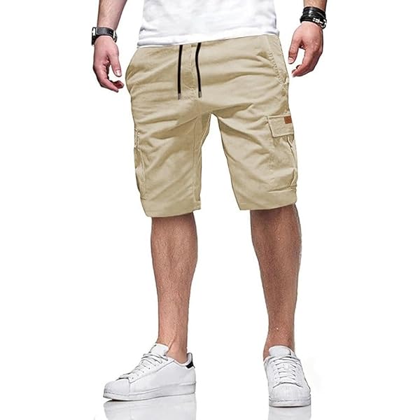 Hiauspor Korte Broek Heren, Zomer Lichtgewicht Sneldrogend met 5 Zakken Cargo Bermuda Wandelbroek Sport Chino Trekking Outdoor MTB Broek Heren Kort