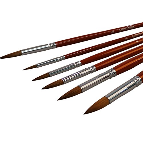 URAQT 6 Stück Künstlerpinsel, Pinsel Set Runde Spitze, für Öl Acryl Aquarell - 2