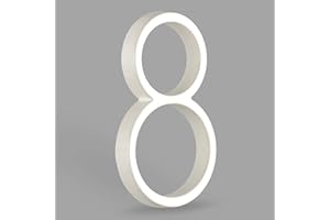 HASWARE Targa Con Numero Civico Galleggiante: 5 Pollici (12cm) Moderna Segnaletica Per Porte, Perfetta Per I Numeri Dell'Indirizzo Di Casa (8, Bianco)