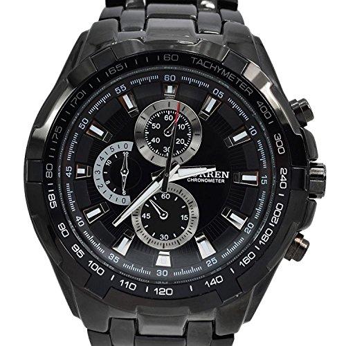 XLORDX CURREN Schwarz Ring Herren Uhr Analog Quarzuhr Edelstahl Schwarz Armbanduhr XLORDX CURREN Schwarz Ring Herren Uhr Analog Quarzuhr Edelstahl Schwarz Armbanduhr