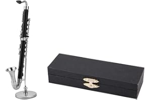 HEEPDD Miniatur-Bassklarinette, Miniatur-Bassklarinette mit Ständer und Gehäuse Mini-Musikinstrumente Ornamente Dekor-DisplayFiguren