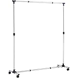 Amazon Basics - appendiabiti con ruote, 89 - 144 cm x 44 cm x 99.5 - 162 cm, Cromo