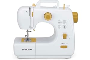 PRIXTON Machine à Coudre P120 avec 16 Points de Couture, Tiroir à accessoires, Lampe et Pédale incluses, Couleur Jaune